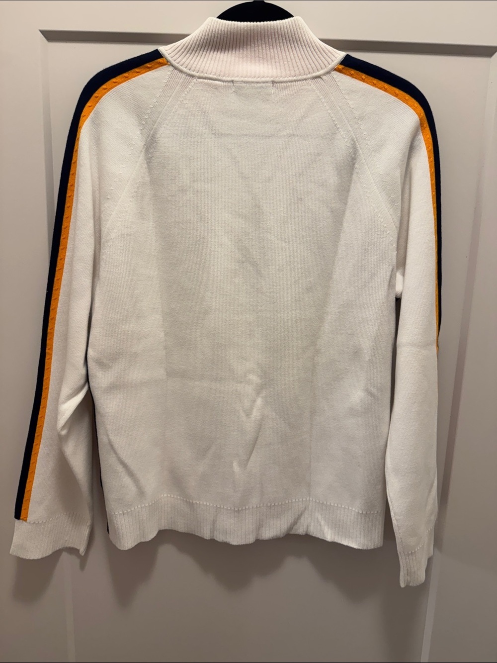Lizgolf White 1/4 Zip Sweater with Navy and Gold Stripe. XL. Like New!!🔥 - Picture 4 of 6